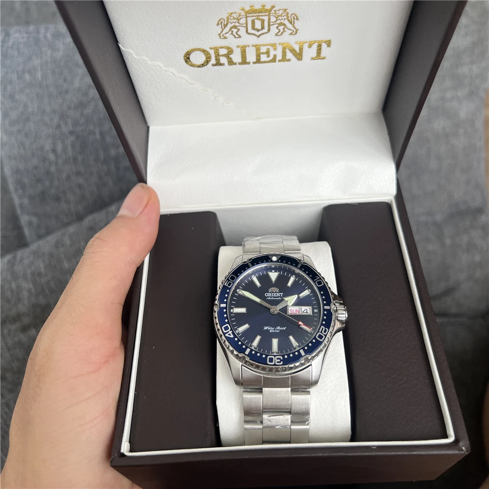 Orient Watch Man تجديد الساعات الميكانيكية الأوتوماتيكية اليابانية 20Bar مقاوم للماء ساعة رياضية مضيئة الفولاذ المقاوم للصدأ ساعة رجالية