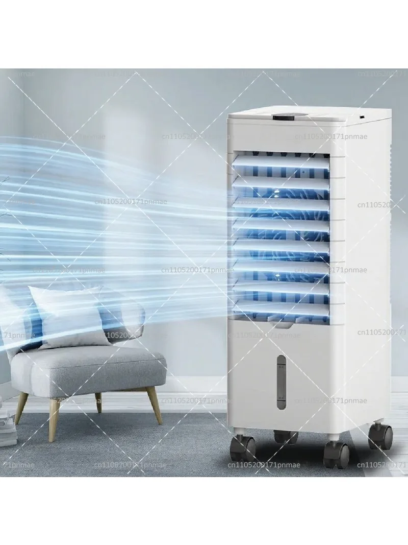 Portable Evaporative Air Cooler with Remote Control, Dual Water Tank Humidifier Fan, Mobile Cooling Fan for Home Use