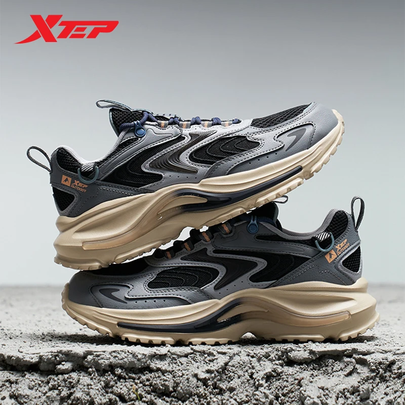 Xtep Walking Shoes Men Breathable Mesh Comfortable Casual Sports Shoes Vintage Fashion Lace Up Soft Male Sneakers 977319170008