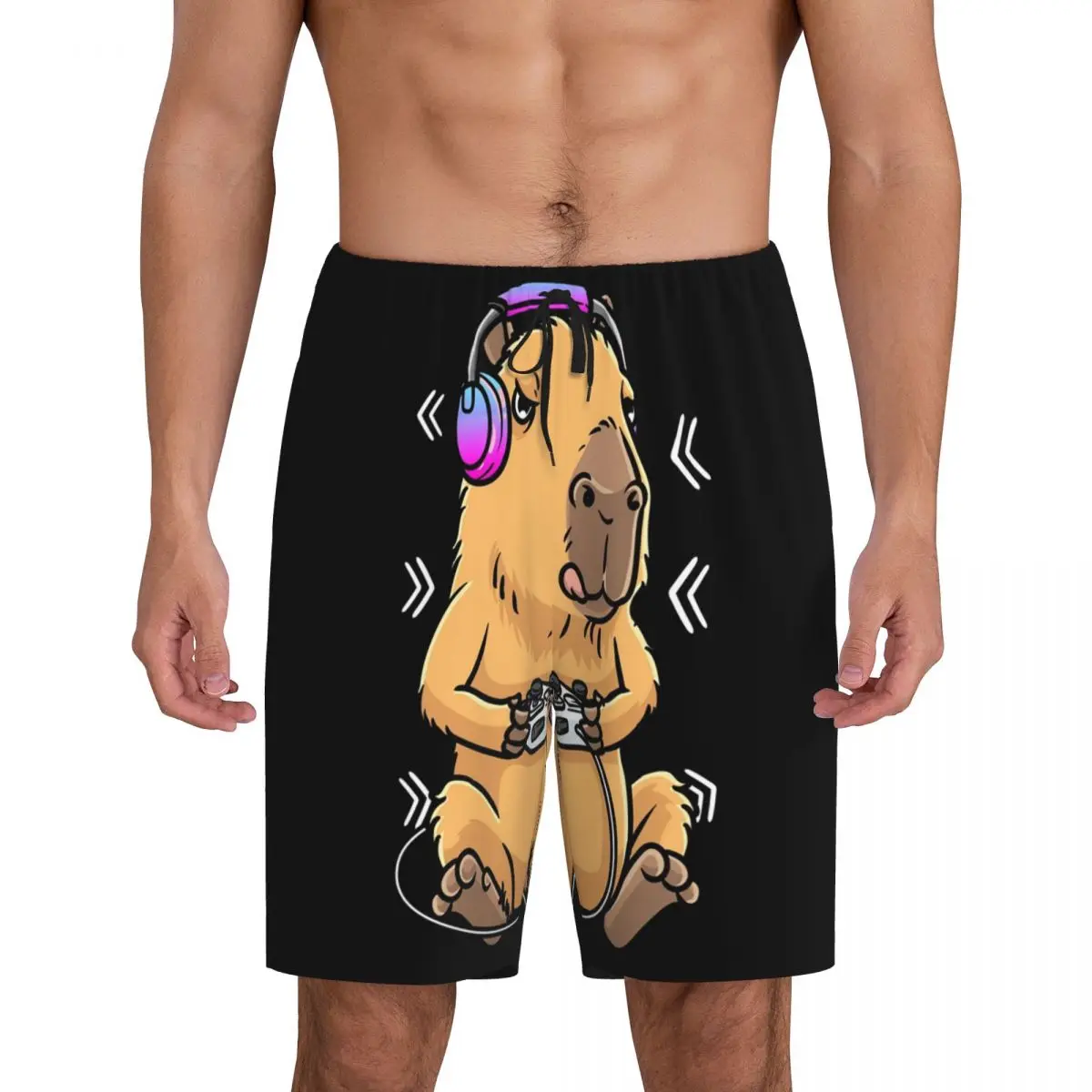 

Custom Printed Men's Capybara Giant Cavy Rodent Gamer Gaming Pajama Shorts Sleep Pjs Sleepwear Bottoms with Pockets