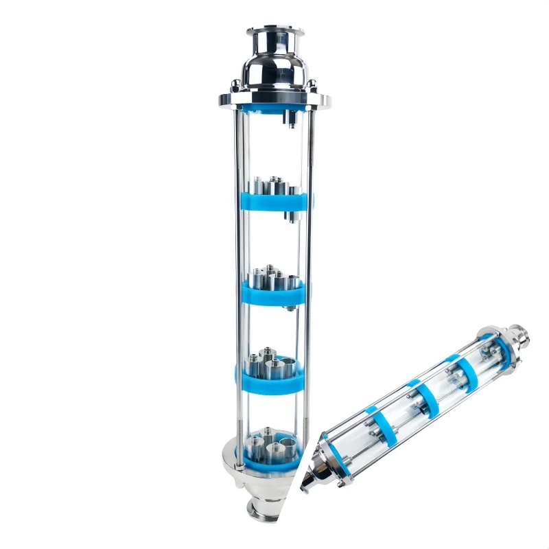 

3inch To 2inch/1.5inch TC SS304 Distillation Glass Column Tube With 5sets SS304 Bubble Plate ,Tri-Clamp Sight Glass Union