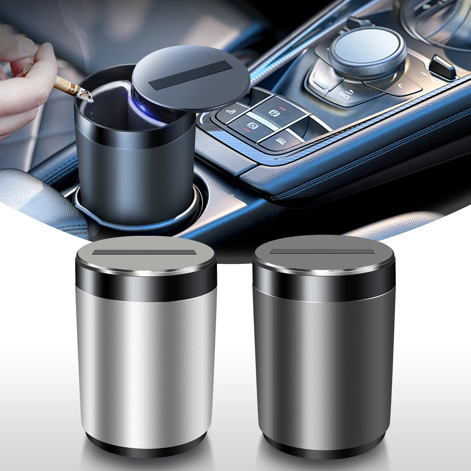 Smart Car Ashtray Portable Car Cigarette Ashtray Cup With LED Light Automatic Opening&Closing Mini Auto Ashtray Car Accessories