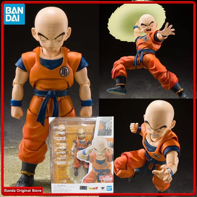 100% Disponibile Originale Bandai SHF Krillin Dragon Ball Z SHFiguarts Krillin Earth's Strong Man Anime Action Figures Giocattoli