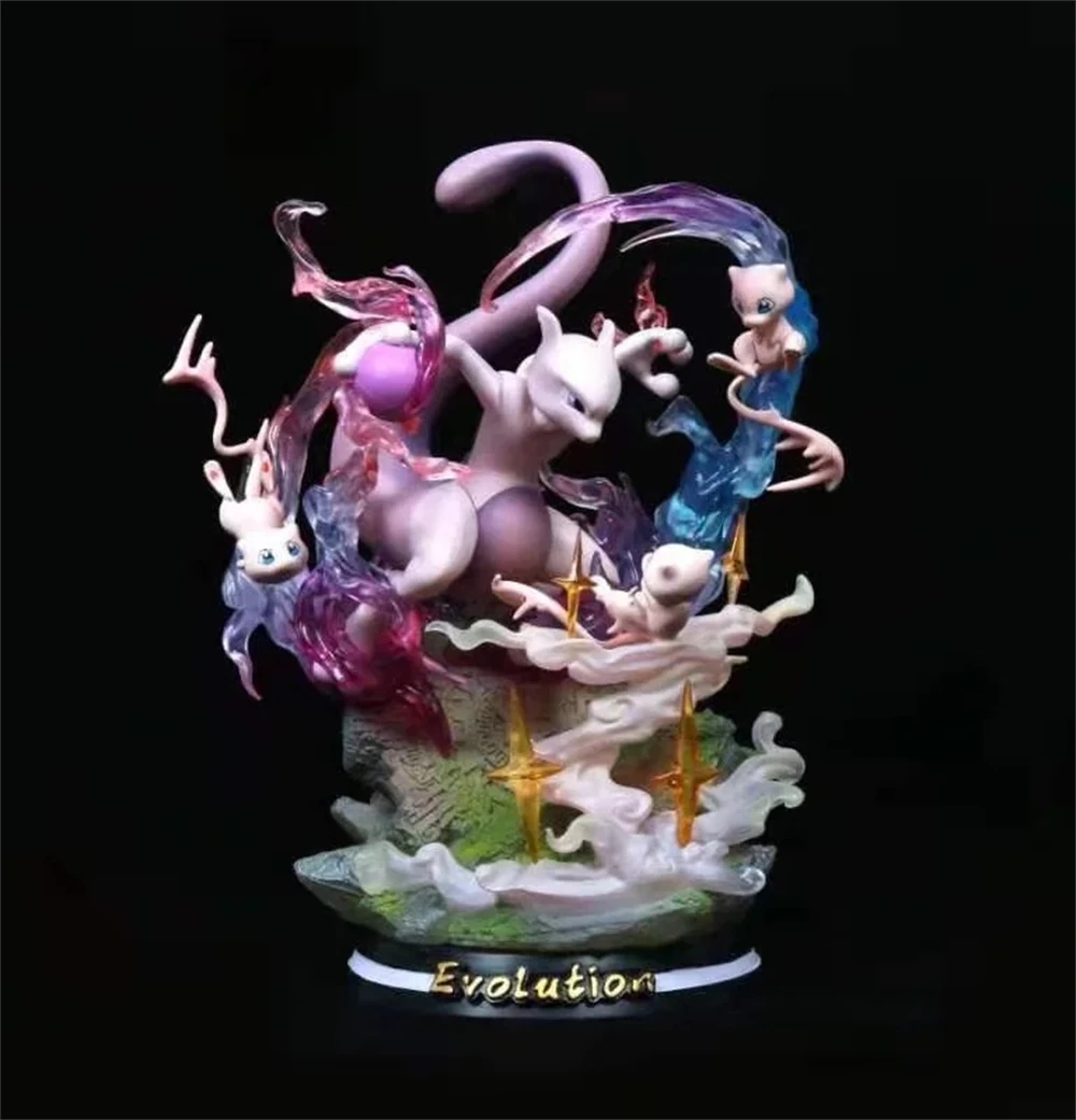 Anime Pokemon Mewtwo Mewtu Evolution Ver. GK PVC Action Figure Game Statue Collectible Model Kids Light Up Toys Doll Gifts 26cm