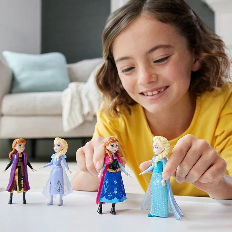 Disney Frozen Elsa Anna Mini Small Doll Movable Joint Dolls Cartoon Model Collectible Ornaments Girls Play House Toys Gifts