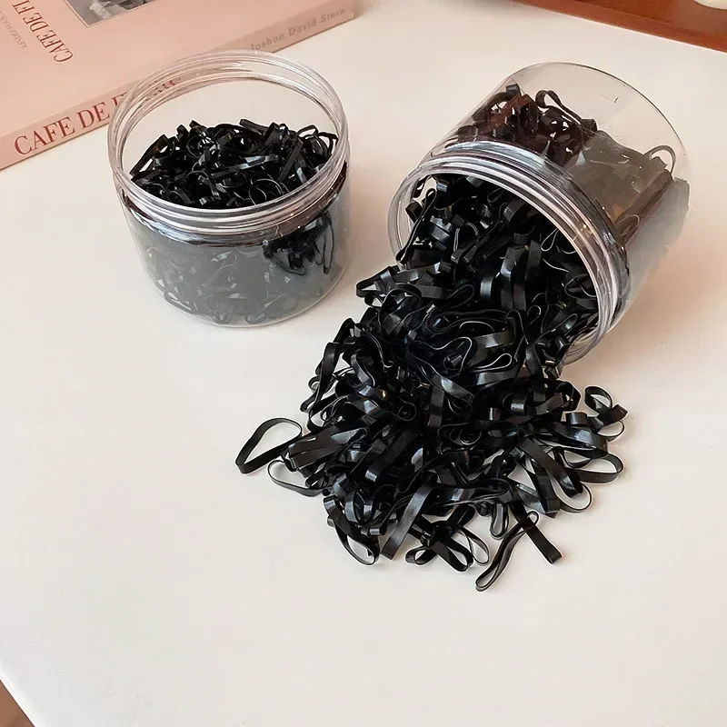 

Black Solid Color Small Disposable Hair Ties for Women Elastic Rubber Ropes Ponytail Pigtail Holder Head Accessories