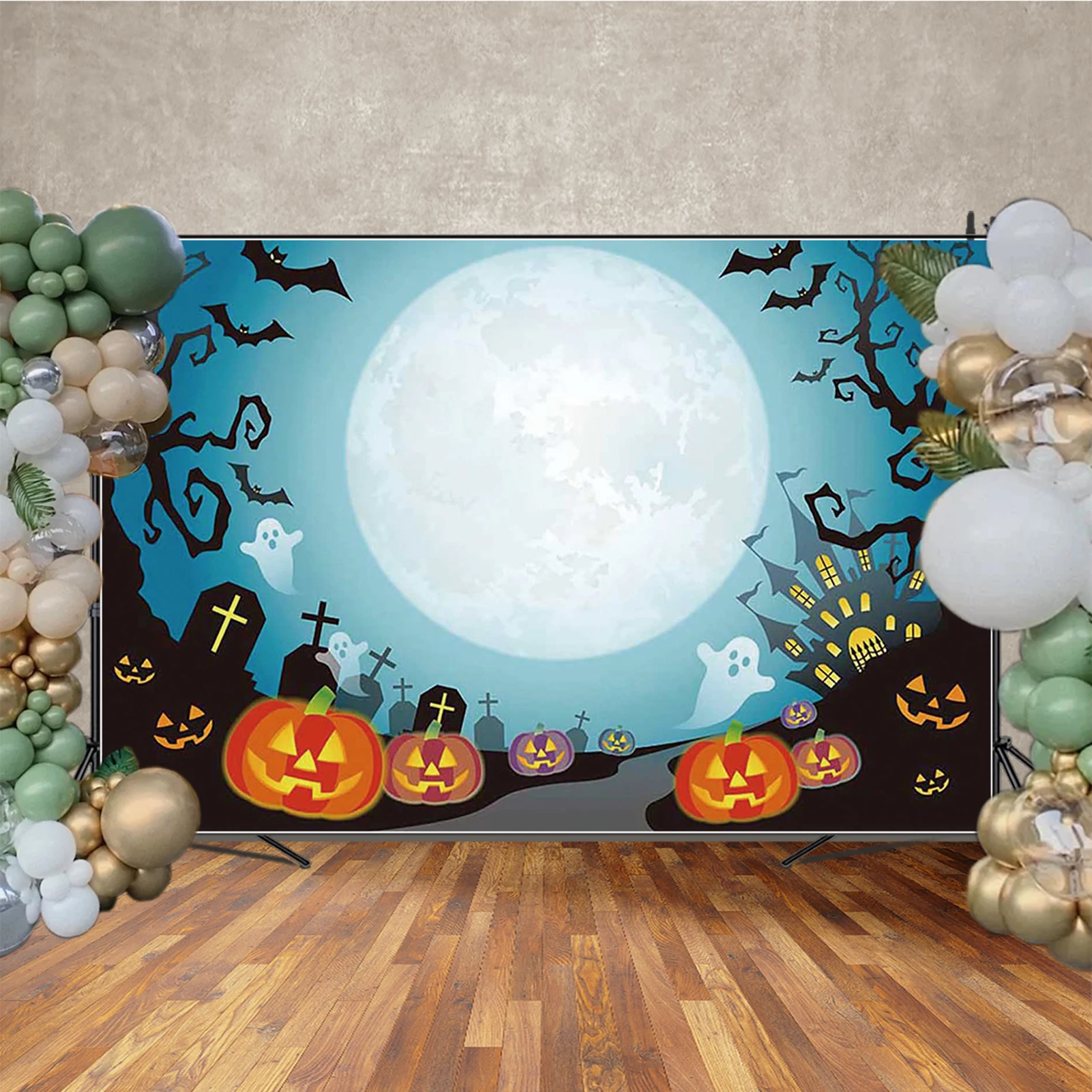 MOON.QG Creppy Хэллоуин фон для фотосъемки древний замок полная луна тыква фонарики фоны для фотографий фотозона