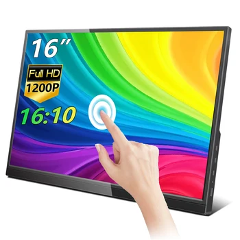 HD IPS 패널 LCD 휴대용 보조 모니터, 터치 스크린, PS4, PS5, Xbox 스위치, 노트북 PC 게이머용, 16 인치, 1920x1200 16:10
