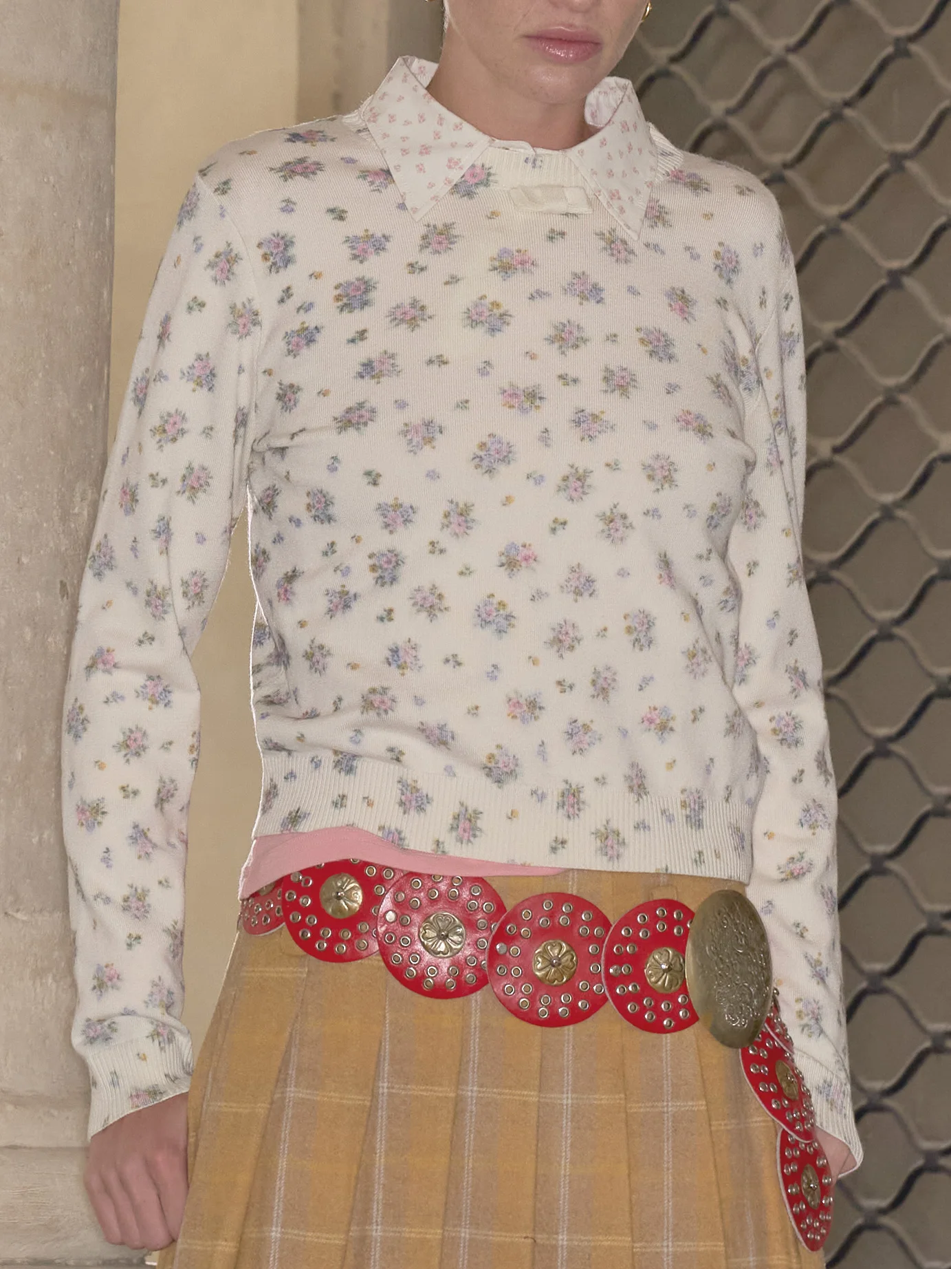 

Свитер HilihiliPark с цветочным принтом, декоративным узлом, приталенный, с длинными рукавами, повседневный, из нейлоновой ткани