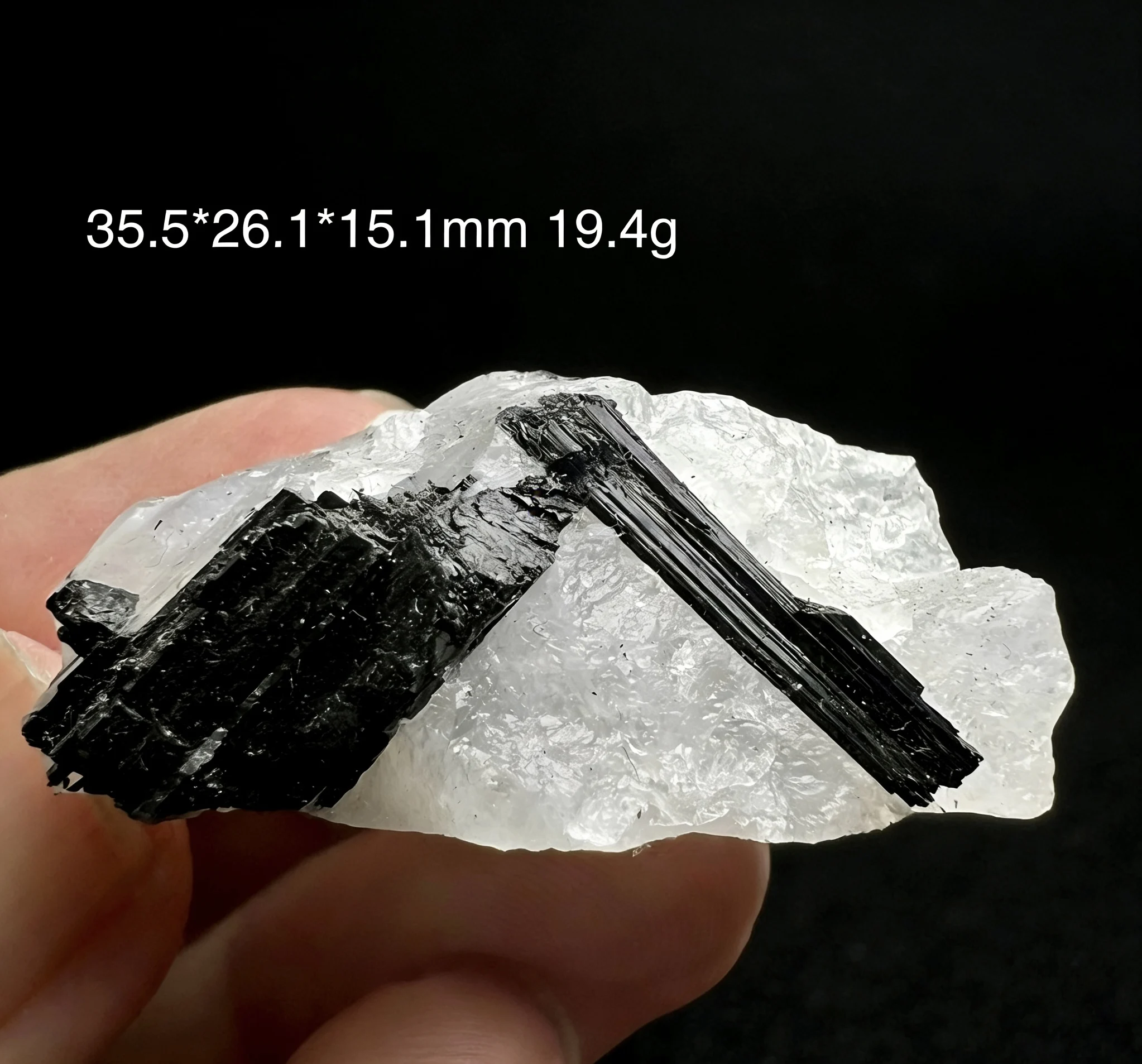 

100% Natural Tourmalinated Quartz Crystal - Black Schorl Embedded Mineral Specimen, Reiki Healing Stone for EMF Shield Home