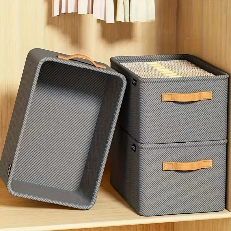 4 cajas de almacenamiento apilables extra grandes. |   Organizador de tela no tejida resistente, almacenamiento multiusos que ahorra espacio para armario
