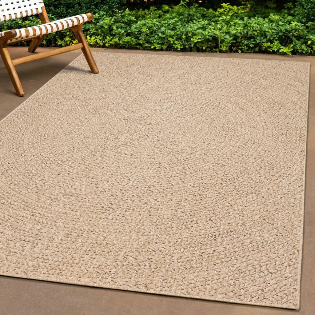 Alfombra ZIZUR 240x240 cm Aspecto de yute para interiores y exteriores Decoración del hogar, Sala de estar Dormitorio Alfombra de jardín interior al aire libre