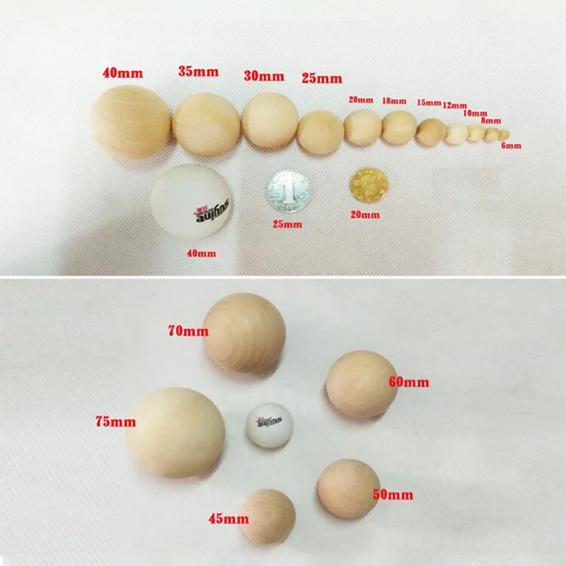 

Natural Wooden Balls 6mm-100mm Solid Round Wooden Ball DIY Craft Painting Home Decoration Primary Color Hardwood Decorat
