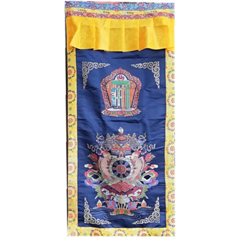 Tibetan style Door Curtain Hand Embroidered Eight Auspicious Symbols Household Decoration temple worship study rooms meditation