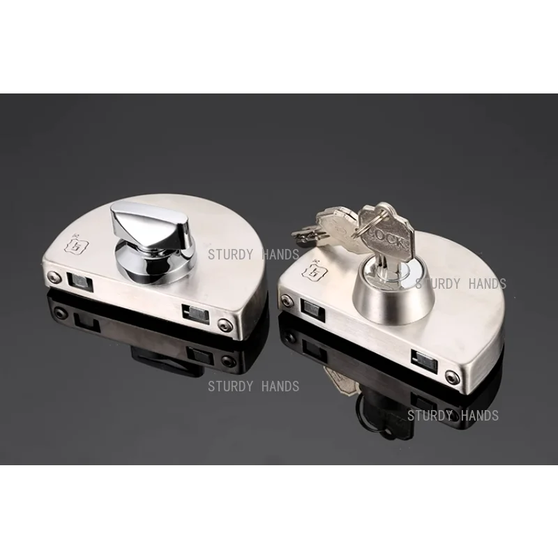 1 set of stainless steel aluminum alloy double door double opening glass door lock anti-theft shop central lock