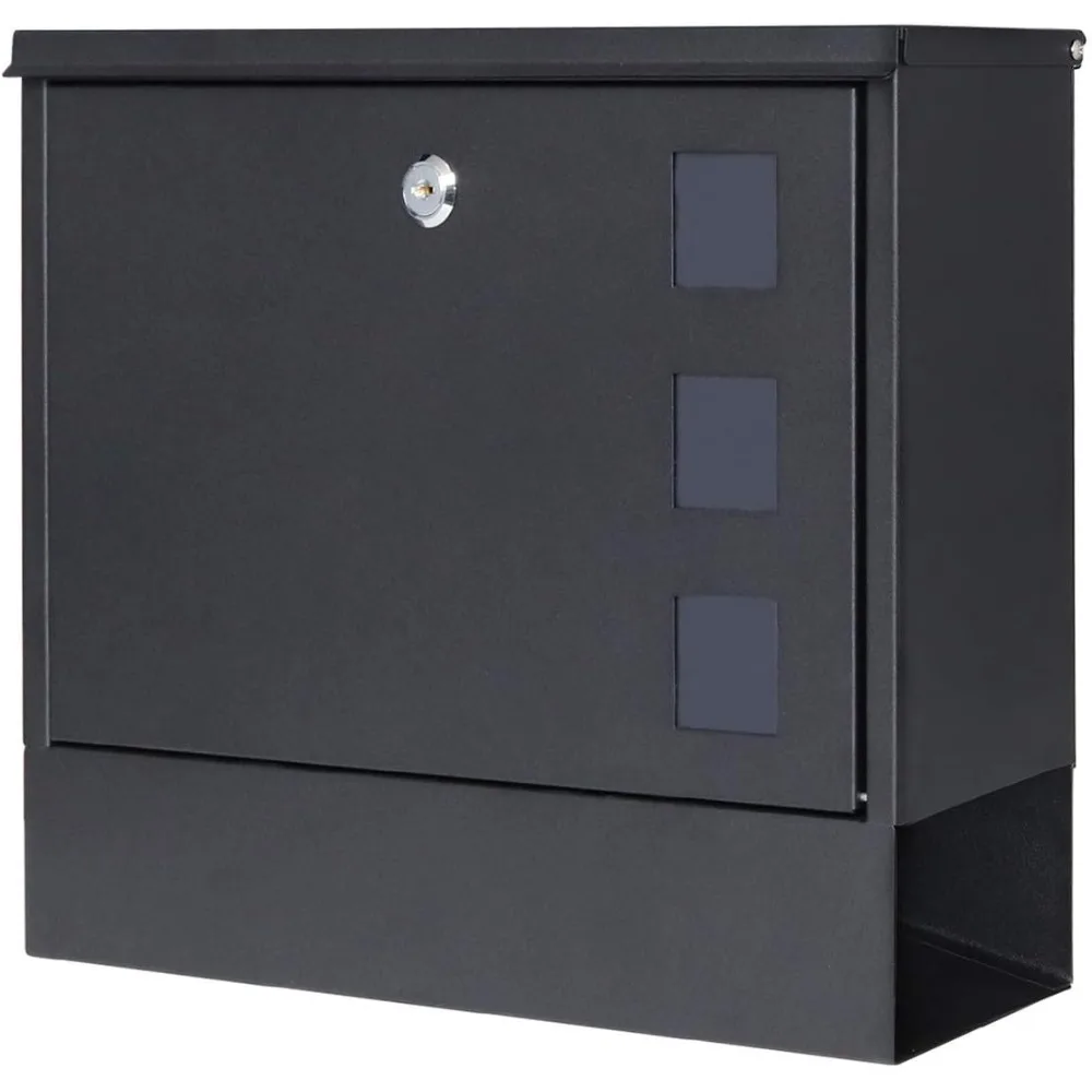 

Locking mailbox wall mounted vertical mailboxes with key lock large capacity, 14.3 x 4.1 x 11.8 Inch, black, SM-HPB911BN