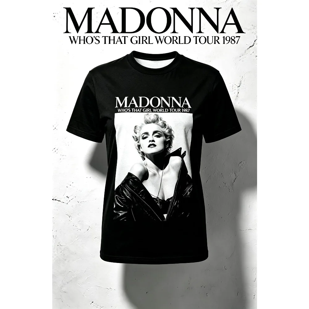 Madonna Who's That Girl World Tour 1987 Vintage Graphic T Shirt Men Women Short Sleeve Tees Retro Music Tour Print Tshirt