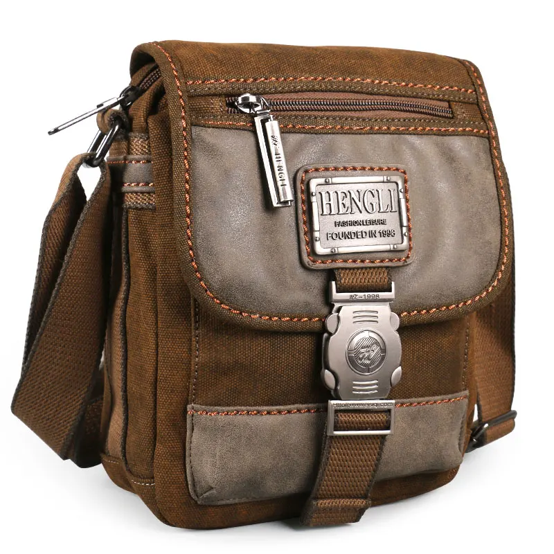 Vintage Canvas Wear Resistance Shoulder Bags Men Teenage Boys Cross Retro Messenger Crossbody Bag