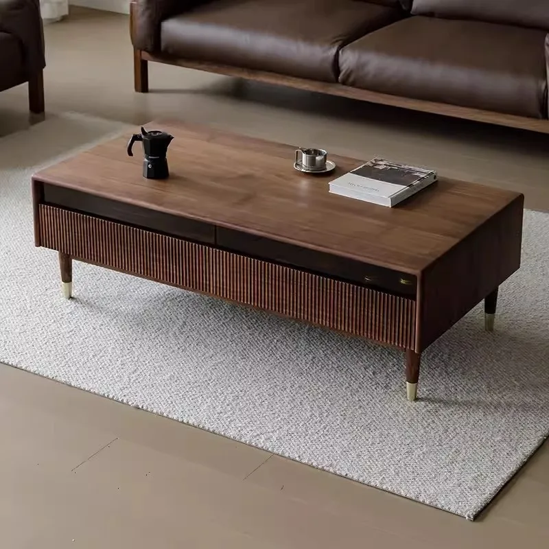 

walnut coffee table all solid wood TV cabinet coffee table combination small apartment Nordic living room furniture side table