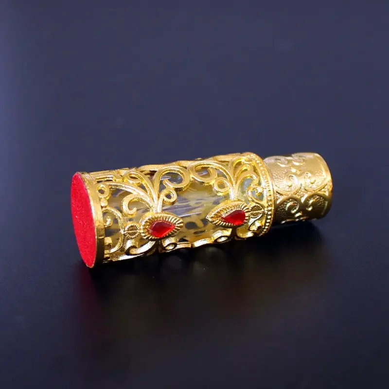 1PC 3ml Alloy Glass Perfume Bottles Arab Style Metal Essential Oils Bottle with Glass Dropper GOLD Color