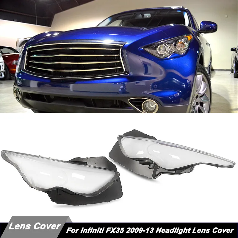 

Front Headlight Covers For Infiniti FX35 Base Sport 4-Door 2009 2010 2011 2012 2013 Headlamp Lens Cover Shell Clear Lampshade