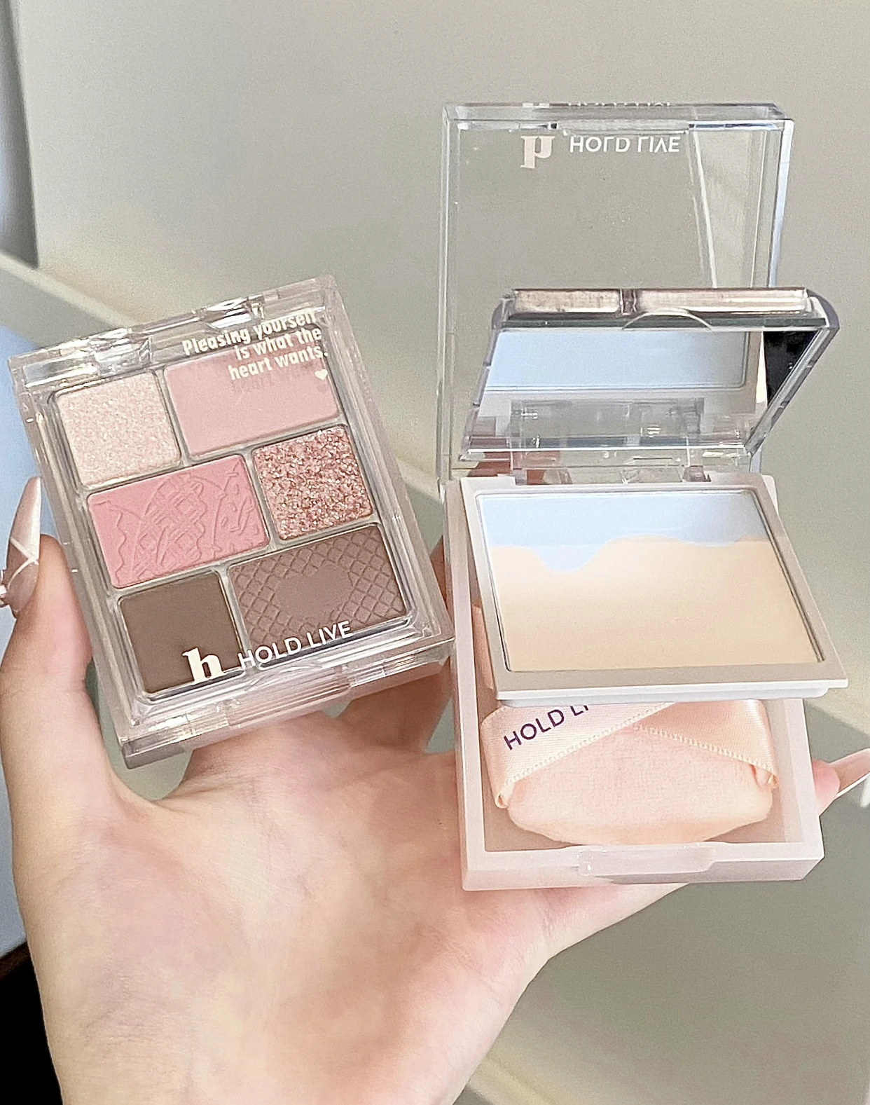 HOLD LIVE Tavolozza integrata per trucco a 3 strati Tavolozza all-in-one per ombretto perlescente opaco a 6 colori