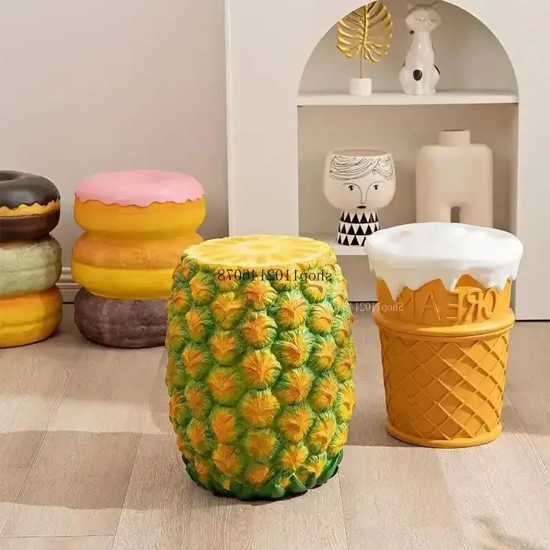 Donut-shaped Stool Resin Material Multifunctional Chair Shoe Changing Stool Living Room Home Furniture Bar Decoration Bench