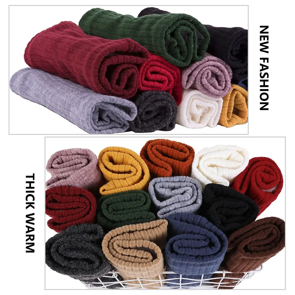 Double-layer Neck Warmer Circle Loop Scarves Shawl Wrap Women Men Soft Fleece Lined Thick Knitted Scarf Winter Warm Scarf