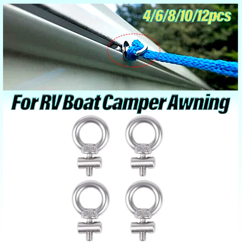 For RV Boat Camper Awning 4/6/8/10/12pcs M4 Lifting Eye Nut Fastener Tent Stopper Track Mount Tie Down Eyelet Rail Track Screws