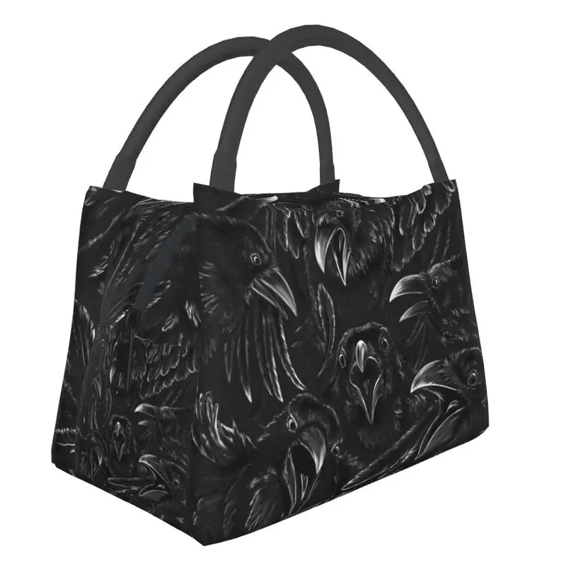 Raven Rage Resuable Lunch Boxes Women Multifunction Halloween Witch Gothic Scary Crow Thermal Cooler Food Insulated Lunch Bag