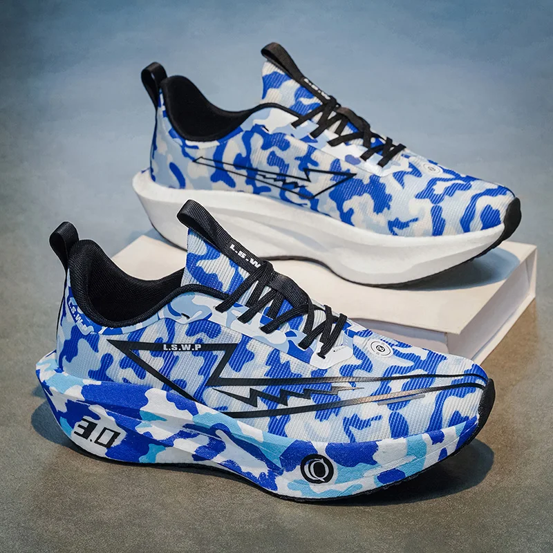 Herren-Freizeitsportschuhe, trendige Camouflage-Laufschuhe für Herren und Damen, hochelastische, dicksohlige, dämpfende Sneaker, atmungsaktive, leichte Laufschuhe aus Mesh-Material, rutschfeste, abriebfeste Außensohle, für Jugendliche geeignet. – Detail 6
