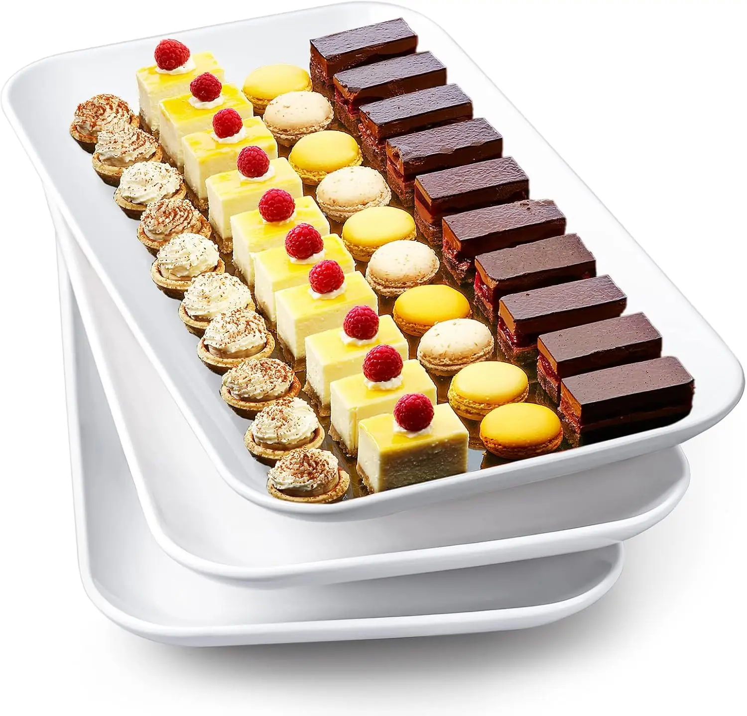 

16-дюймовое белое фарфоровое сервировочное блюдо, набор из 3 штук, большие подносы для вечеринок, закусок, безопасной посуды в духовке