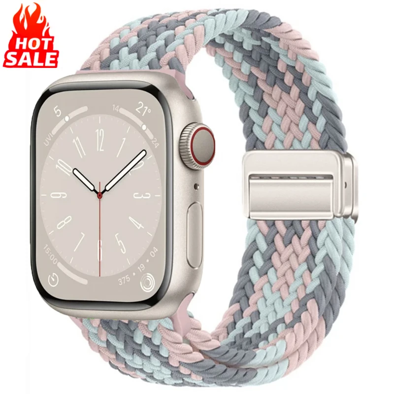 Geflochtenes Armband für Apple Watch Band 44 mm 40 mm 45 mm 41 mm 42 mm 46 mm 49 mm 38 mm Magnetarmband iWatch Serie 10 SE 9 8 7 6 Ultra 2