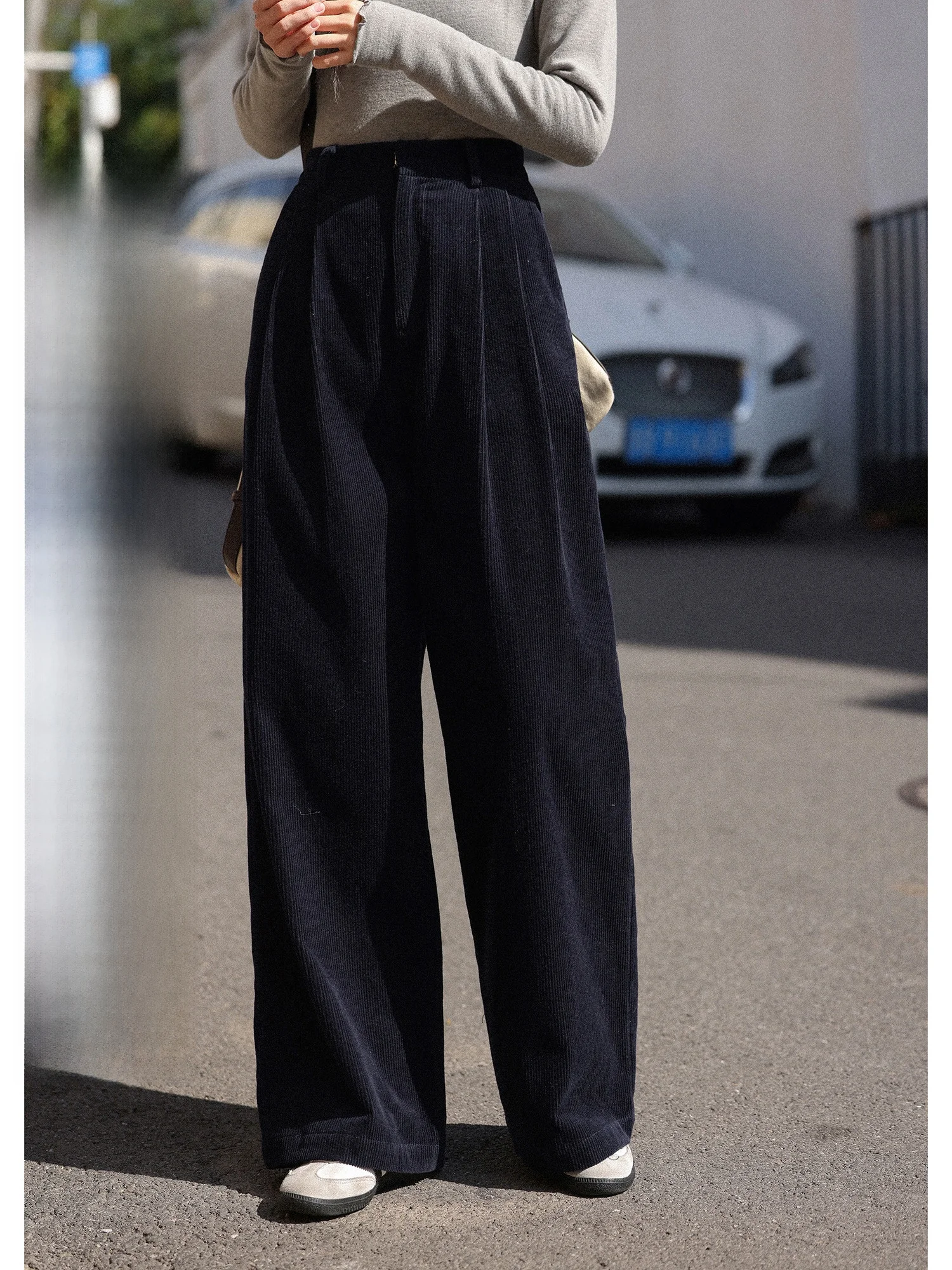 

High Waist Corduroy Straight Leg Casual Pants Women's Spring Winter Long Trousers Pear ape Thank You Pants