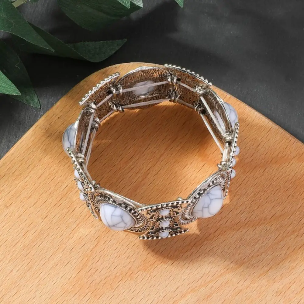 القبلية واسعة مطاطا الإسورة البلد الغربي نمط اليد الدائري الفيروز سوار الأقلية تصميم النمط الأوروبي الأمريكي #5