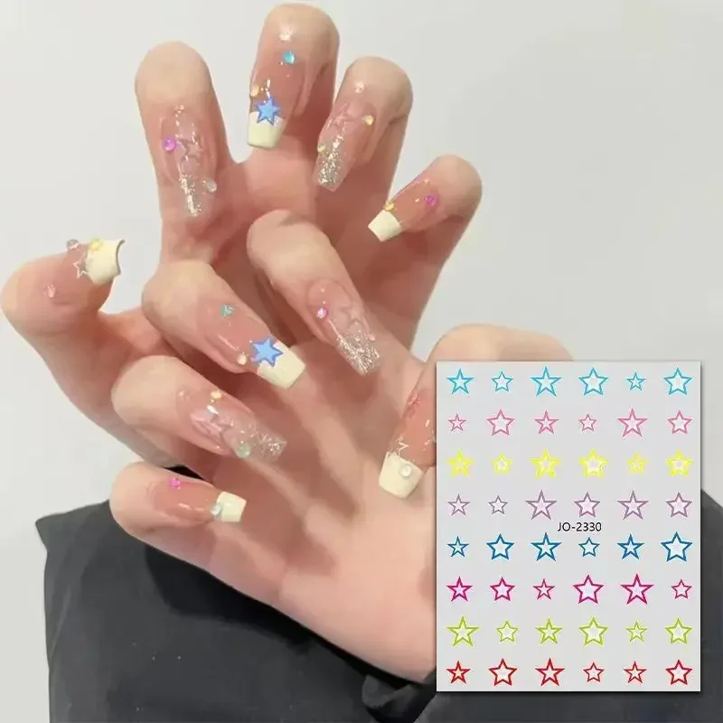 Bright Color Cute Irregular Star Heart Nail Stickers Summer Spring Decals Manicure Y2K Gorgeous Nail Art Versatile Nail Supplies