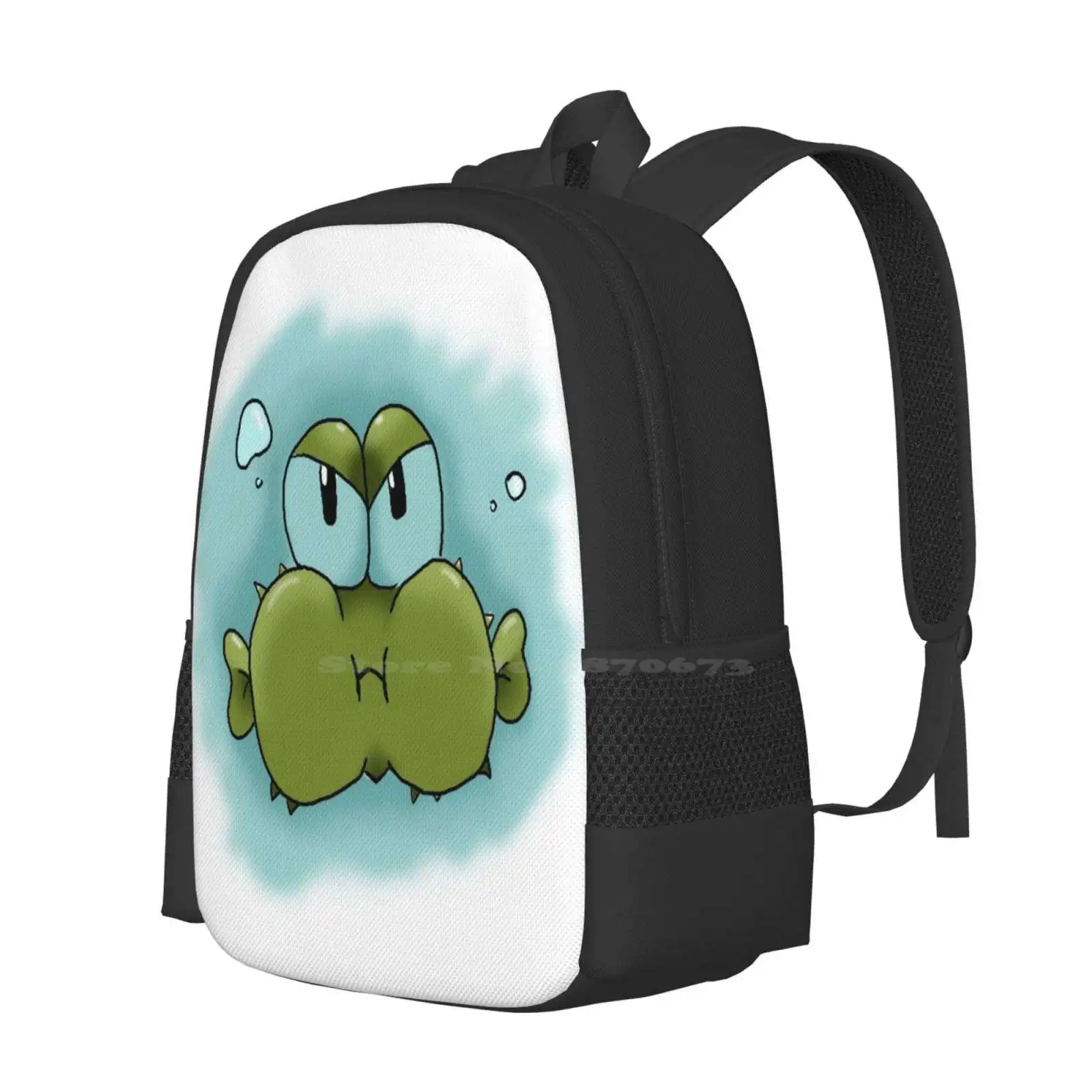 Angry Blub Teen College Student Backpack Pattern Design Bags Digitalart Fish Cartoon