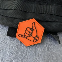 Military PVC Patch on Clothes Shaka Orange Black Tactical Morale Badges Chevron Hook and Loop Military Patches Backpack Stickers
