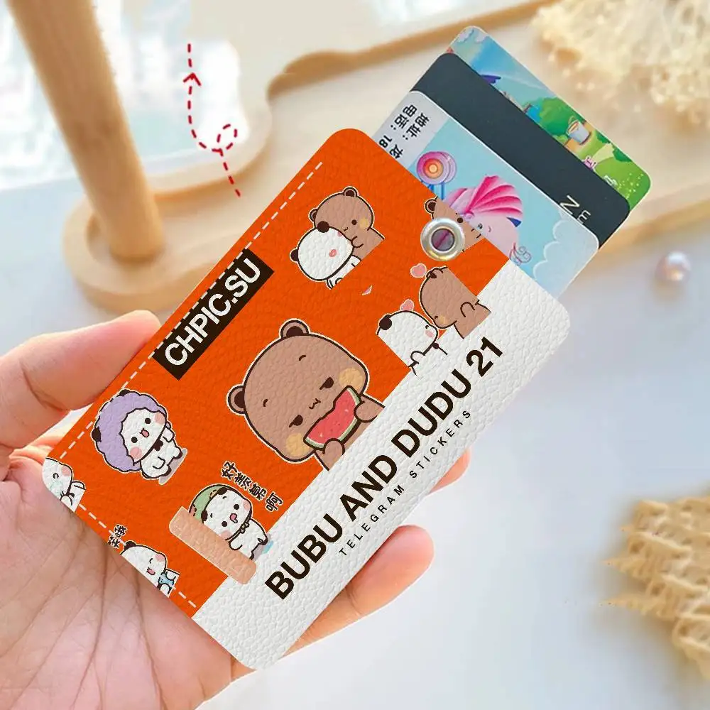 DUDU و BUBU 1 قطعة بولي Leather حامل بطاقة جلدية المفاتيح حلقة رئيسية قفل الباب الوصول العلامات بطاقة الهوية حافظة المفاتيح بطاقة #3