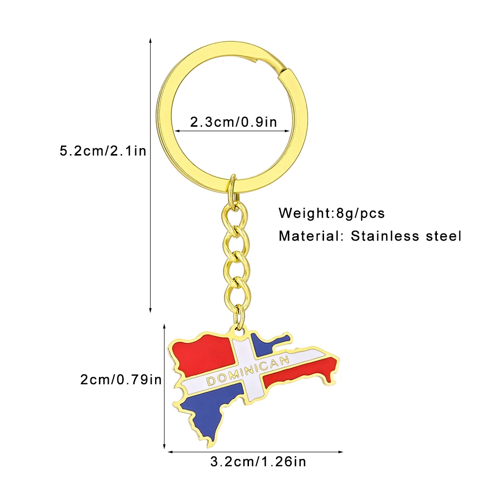 República Dominicana mapa flaga brelok ze stali nierdzewnej dominikańska mężczyźni kobiety mapy brelok biżuteria prezent