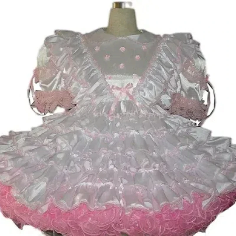 The Latest Hot Selling Lockable Sissy Adult Pink Satin Innovative Baby Priority Maid Dress Clothing Customization