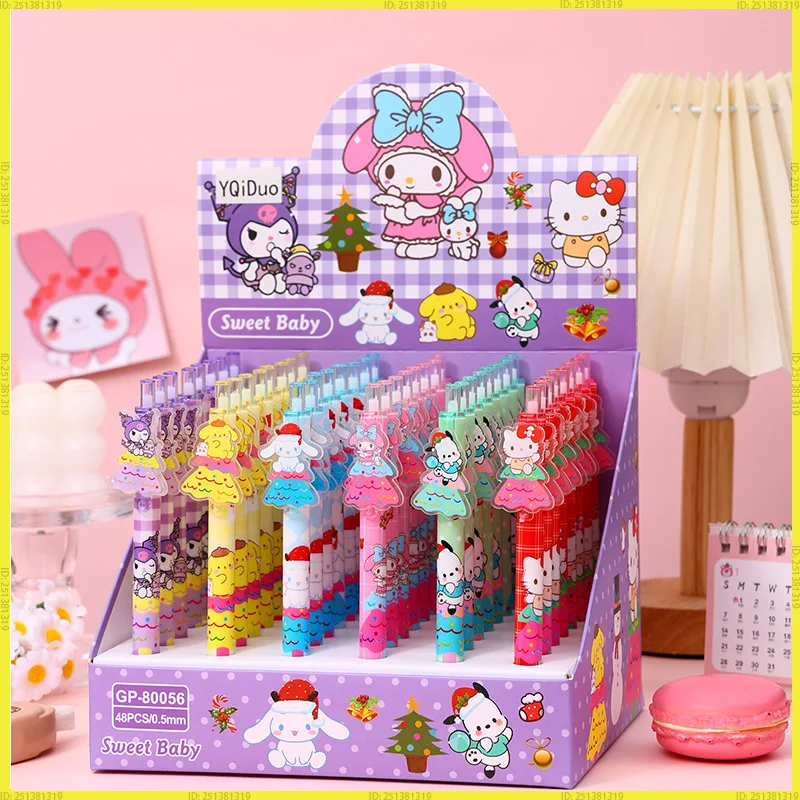 

Sanrio 48pcs Gel Pen Black 0.5mm Kuromi Hello Kitty My Melody Kawaii Patch Press Pen Student Gel Pen Supplies Girl Birthday Gift
