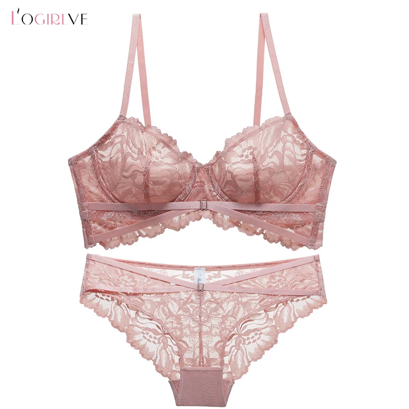 Logirlve Top High Quality Bra Set Lingerie Push Up Brassiere Lace Embroidery Underwear Set Ultra-thin Cup For Women underwear