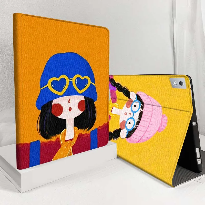 Hut Brille süße Mädchen Muster Fall für Lenovo Pad Tab Legion Xiaoxin Y900 Y700 K10 M10 P11 3rd Pro GT Plus Gen Abdeckung Tablet