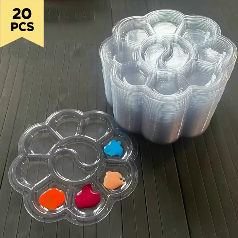 20pcs One-time plastic color palette set, specially designed for artists using acrylic or watercolor. Non-stick mixing tray