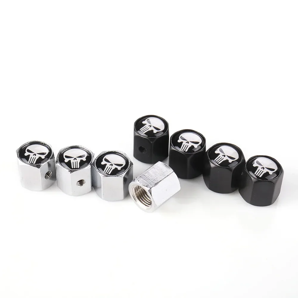 HOT Anti Theft Punisher Skull Emblem Car Wheel Tire Valve Cap Stem Air Cover Car Styling Truck Car Motorbike Accessories