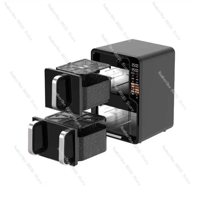 5L+7L Dual Basket Air Fryer Color Touch Screen Independent Cooking Oven