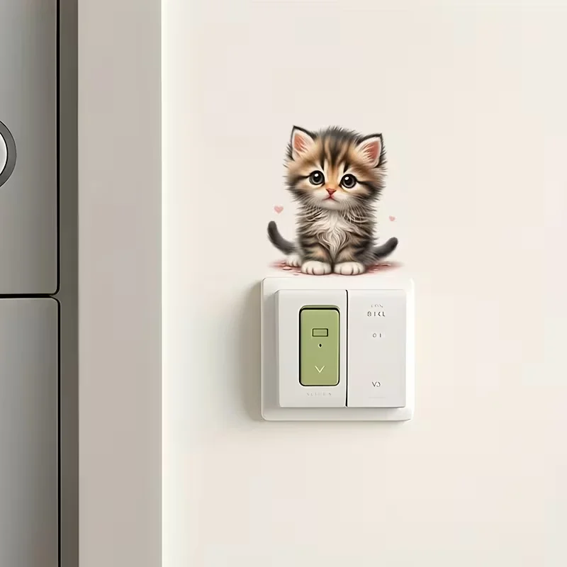 1pc Cute Cute Kitten Wall Switch Panel Decorative Stickers, Air Conditioning Control Panel Decorative Wall Stickers