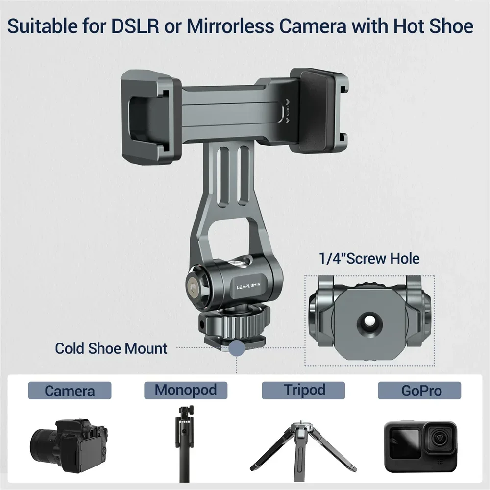 Soporte de Metal para cámara de teléfono, soporte para trípode, adaptador de zapata para Apple iPhone 15 14, Android, teléfono inteligente, cámara DSLR, luces de micrófono