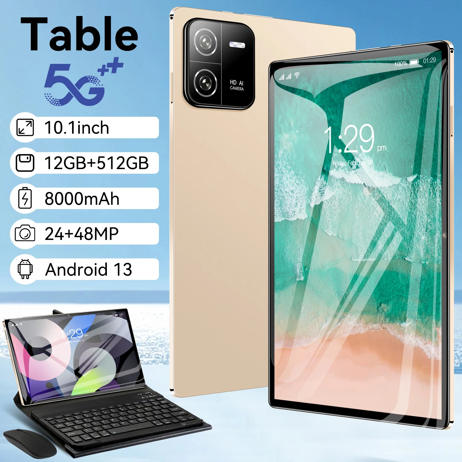 2025 nuova Pad 6 Pro, 12Gb 512Gb, doppia fotocamera HD 24Mp 48Mp, 10,1 pollici, 5G full Netcom dual SIM dual standby, macchina per l'apprendimento dell'intrattenimento ultra HD